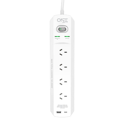 One Products 4 Outlet Surge Protected Power Board With 2 USB Ports (OPSS4202-AU)