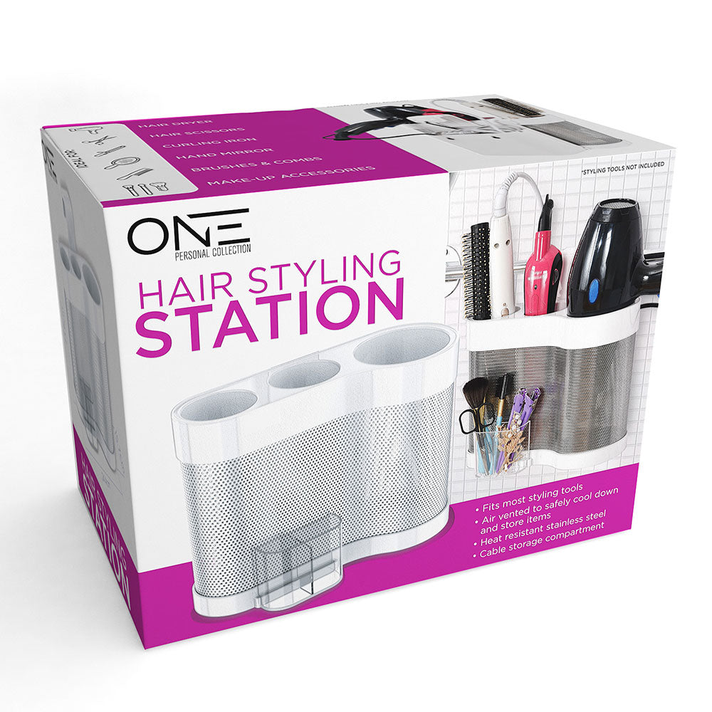 One Products Portable Air-Vented Hair Styling Station With Towel Bar Holder (OHDH001)