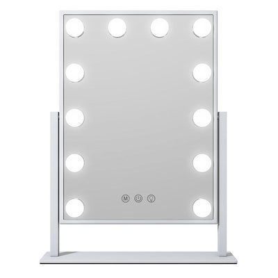 One Products Table Top Vanity Mirror With LED Lighting in White (OPCM001)