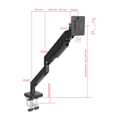 One Products Heavy Duty Single-Arm Spring-Assisted Desk Mount Bracket for 13" to 49" Monitor (PPMM1-HD)