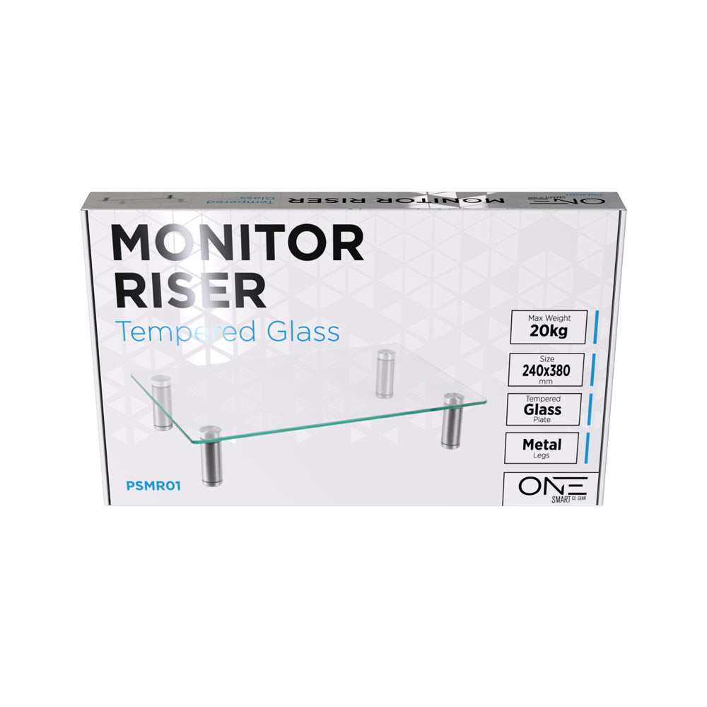 One Products 90mm Monitor Riser Stand in Tempered Glass (PSMR01)